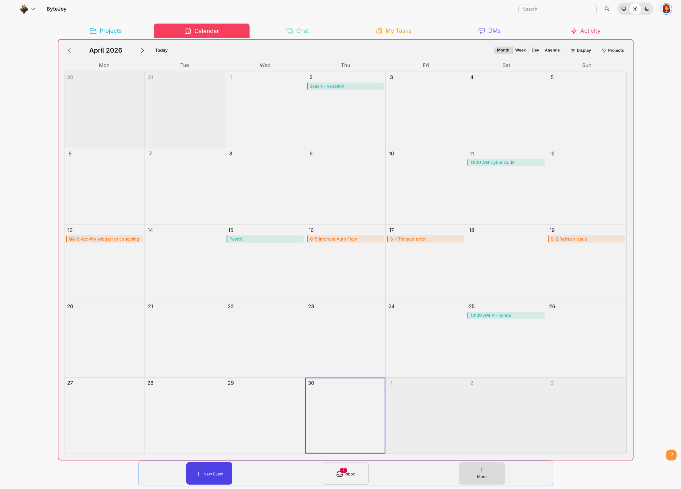 Calendar screenshot